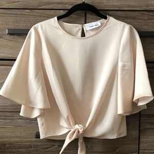 NWOT LINE AND DOT Tie-Front Champagne Blouse XS